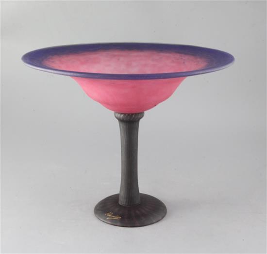 A Schneider `Le Verre Francais` glass footed bowl, c.1930s, height 30cm